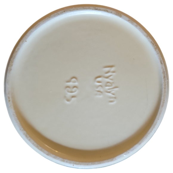 Vtg 60s Nyalyn Canister Cookie Jar Spring Flowers Sealing Wooden Lid Pottery - Picture 7 of 8